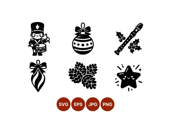 Black White Christmas Icons: Illustrations Review