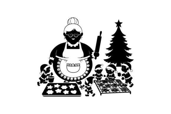 Black Woman Baking Cookies: Festive Illustrations