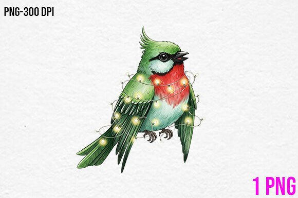 Christmas Bird Lights Clipart: Illustrations for Sellers