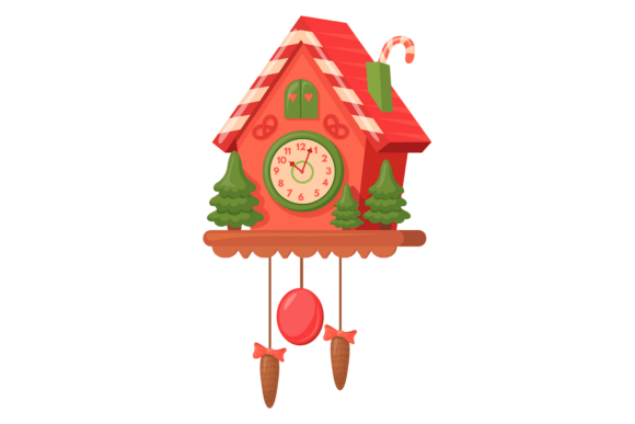 Christmas Clock Vintage Holiday Illustrations