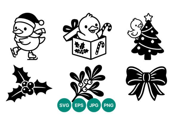 Christmas Duck Winter Holiday Vector: Festive Illustrations