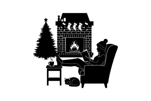Cozy Silhouette of Person by Christmas T Illustrations
