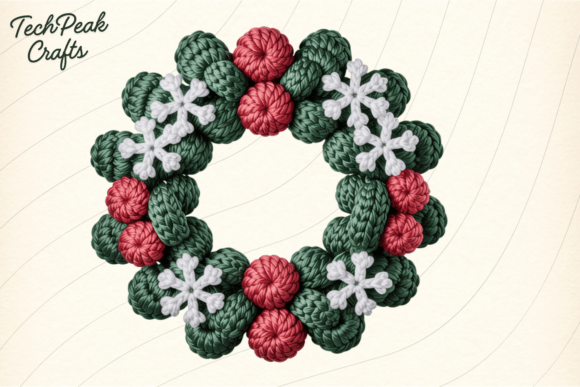 Crochet Christmas Wreath PNG Illustrations