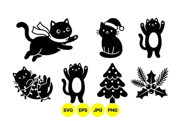 Cute Christmas Cat SVG Designs: Editorial Illustrations