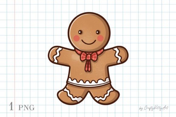Cute Christmas Gingerbread Man PNG Art & Illustrations