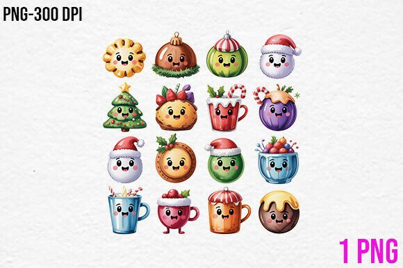 Cute Christmas Icon Set Clipart PNG: Illustrations Review