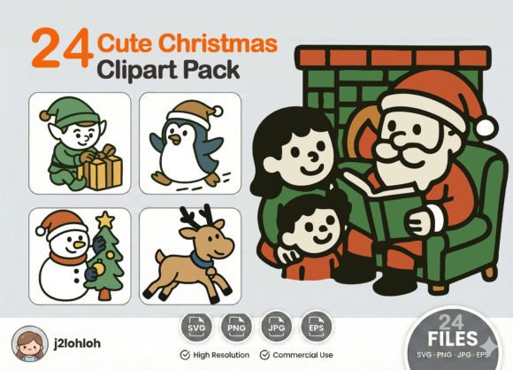 Cute Christmas Set 01: Festive Illustrations