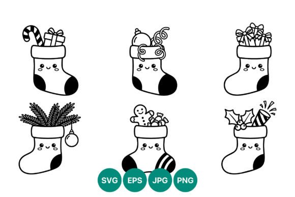 Cute Christmas Stockings Vector Art & Illustrations