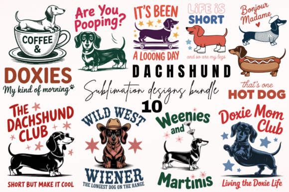 Dachshund Sublimation Designs Bundle & Illustrations