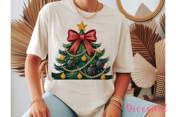 Festive Paisley Christmas Tree PNG Illustrations