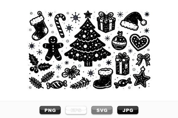 Hand Drawn Christmas Doodle Set Illustrations