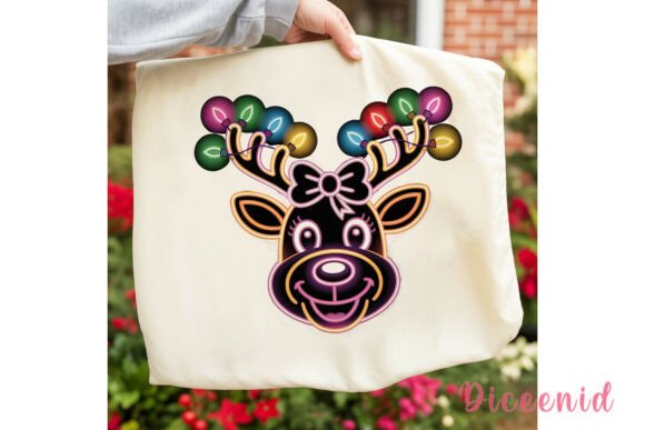 Neon Reindeer Lights: Festive Illustrations
