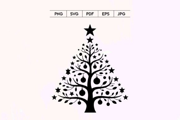 Ornamental Christmas Tree with Baubles Illustrations