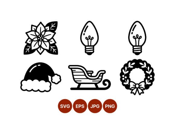 Review: Black and White Christmas Line Art Icons