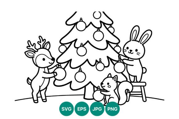 Review: Christmas Animals Decorating Tree Vector