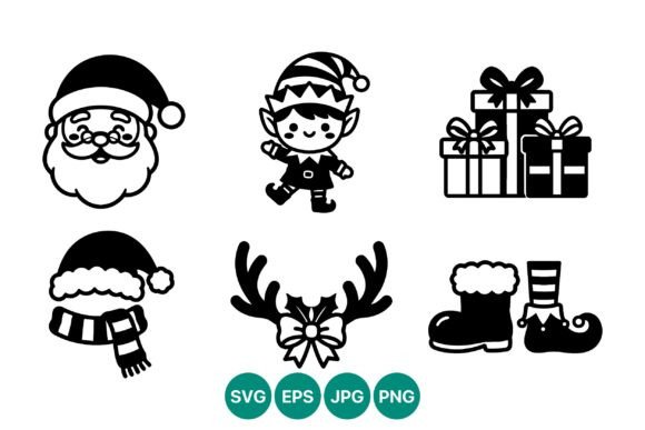 Review: Christmas Santa Elf Icons with Gifts Illustrations