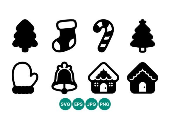 Review: Christmas Tree Stocking Icons Set Illustrations