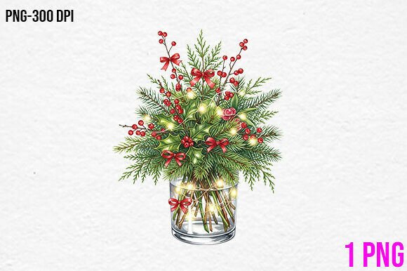 Reviewing Christmas Pine Berry Vase Clipart Illustrations