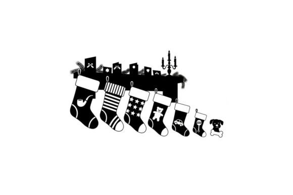 Reviewing Christmas Stockings Silhouette Hanging O Illustrations