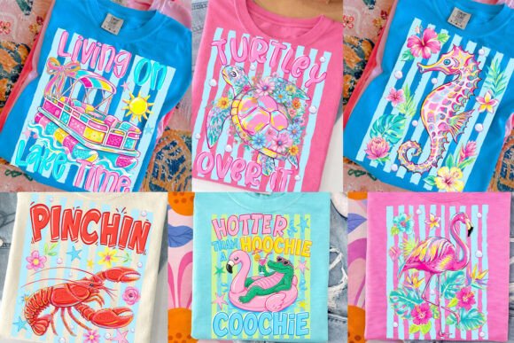 Striped Coastal Summer PNG Bundle & Illustrations