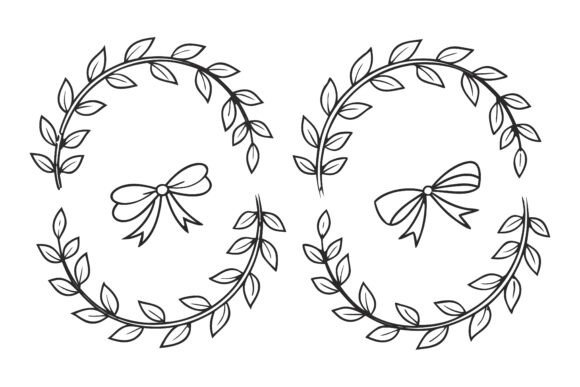 Wreath Christmas Line Art Svg Bundle. V2 Illustrations